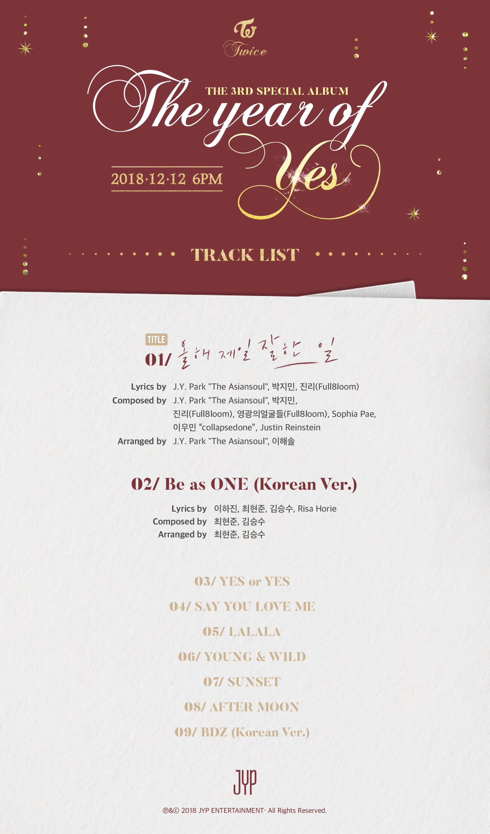 Twice: The Year of YES, lista de canciones